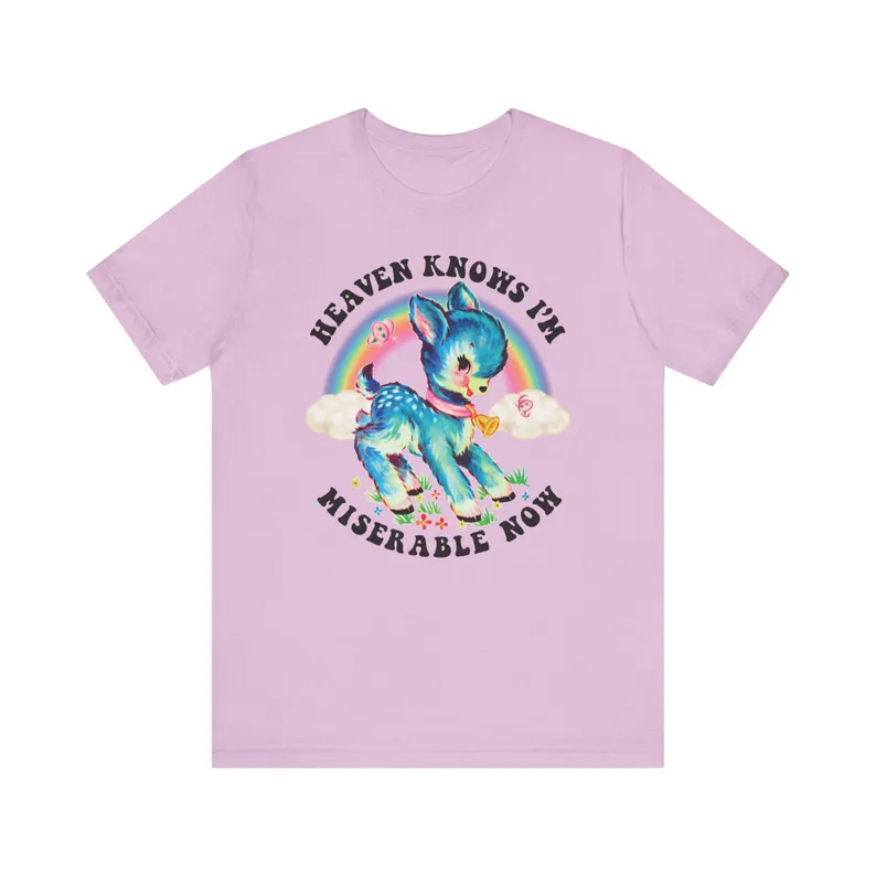 Cute Retro Heaven Knows I'm Miserable Now T-shirt - Vintage The Smiths Kitschy Deer Shirt