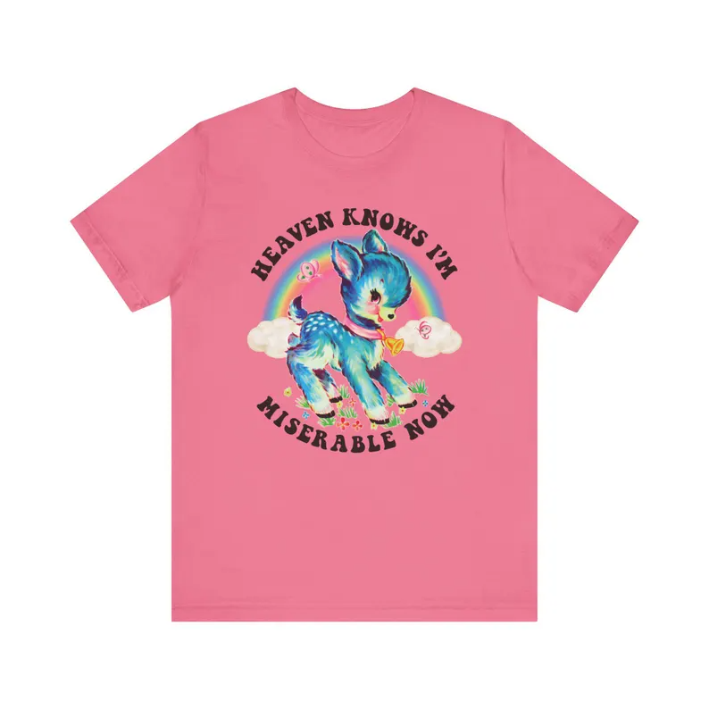 Cute Retro Heaven Knows I'm Miserable Now T-shirt - Vintage The Smiths Kitschy Deer Shirt
