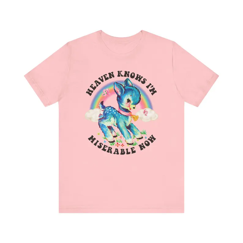Cute Retro Heaven Knows I'm Miserable Now T-shirt - Vintage The Smiths Kitschy Deer Shirt