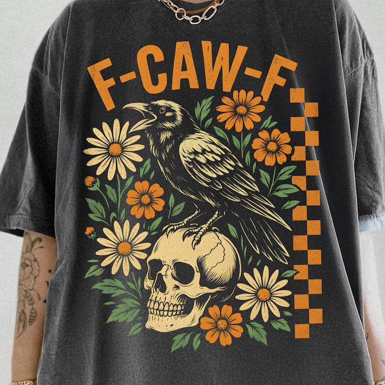 Crow Raven, F-CAW-F Funny Halloween T-Shirt