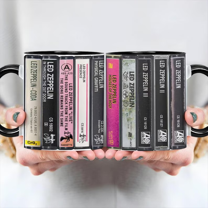 Led Zeppelin Albums Cassette Collection Retro Accent Mug