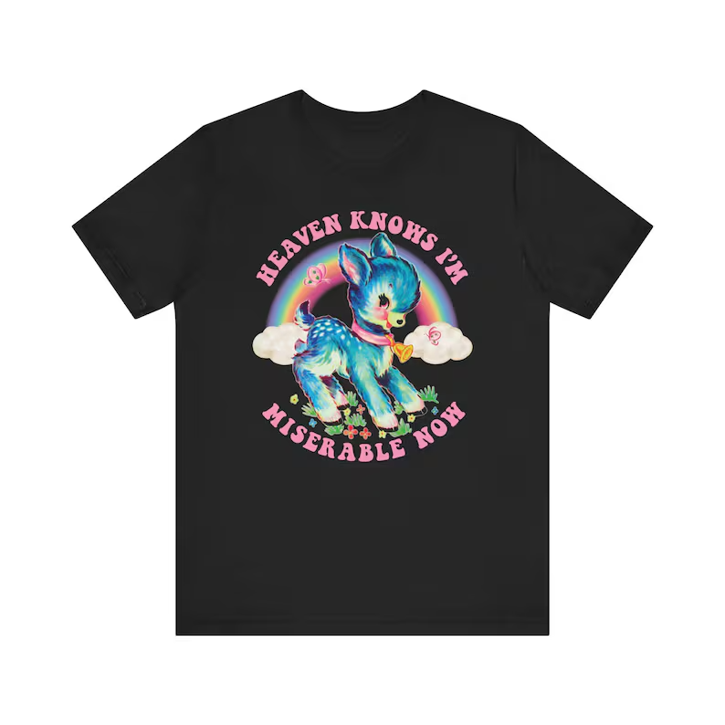 Cute Retro Heaven Knows I'm Miserable Now T-shirt - Vintage The Smiths Kitschy Deer Shirt