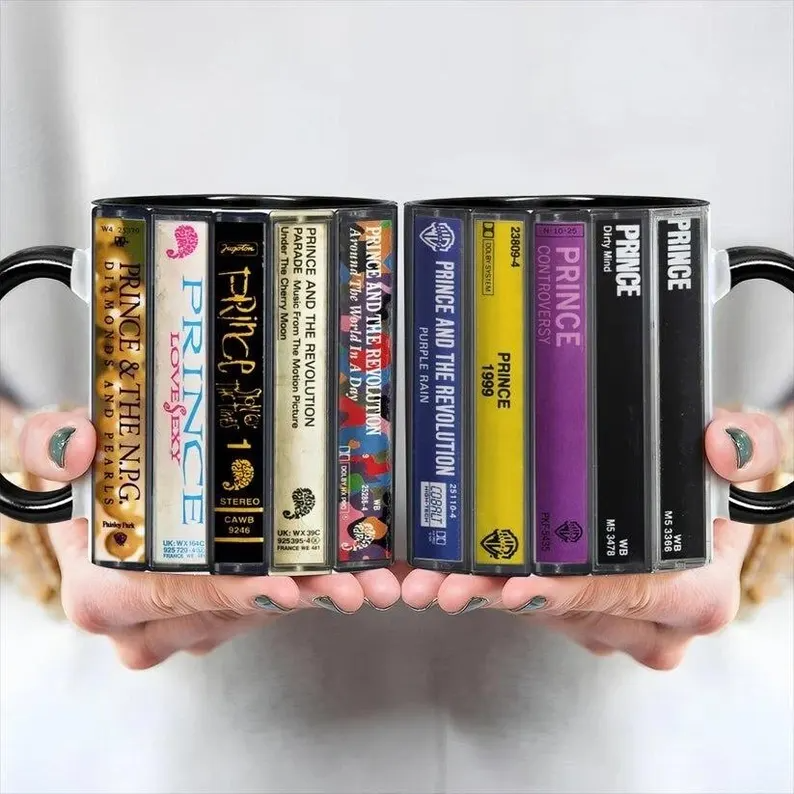 Prince Albums Cassette Mug Retro, Music Collection Coffee Cup, Gift Mug