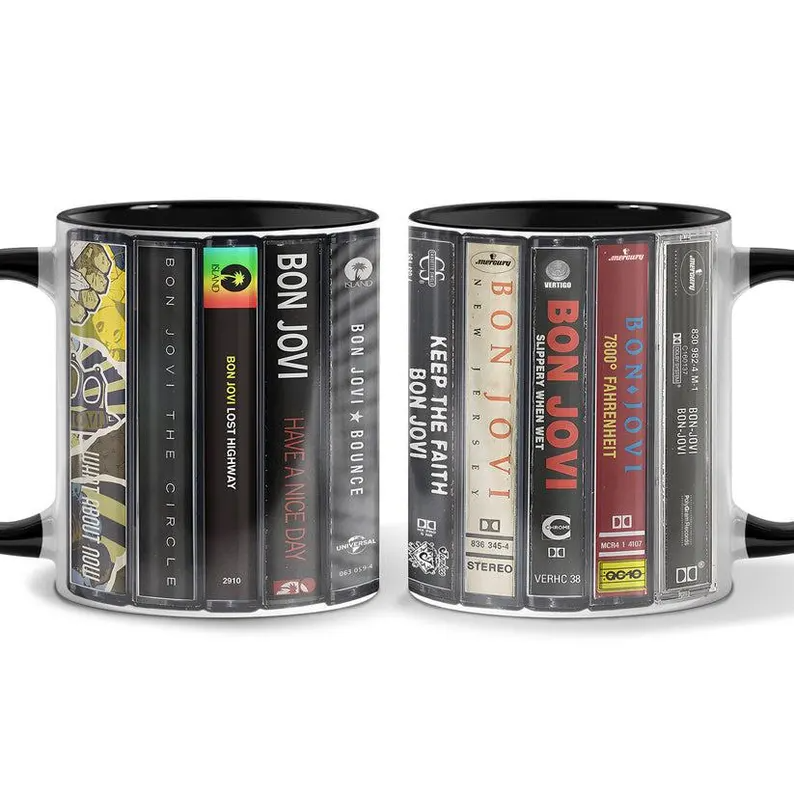 Bon Jovi Albums Cassette Collection Retro Accent Mug