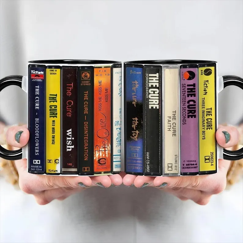 Cure Albums Retro Collection Accent Mug, Coffee Cup, Robert Smith Mug, Gift Mug