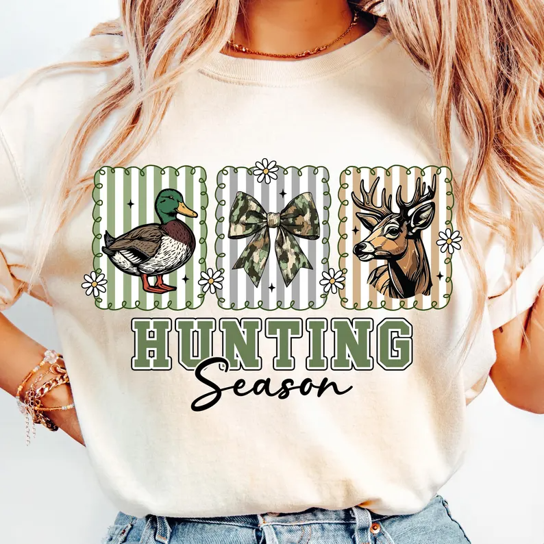 Hunting Season, Preppy Camo Bow, Deer Hunting T-Shirt