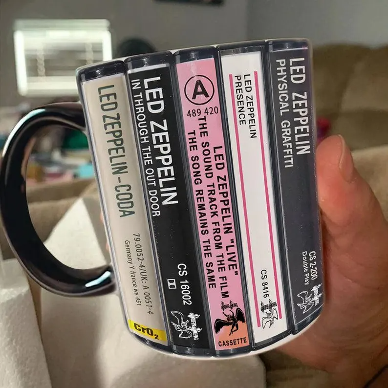 Led Zeppelin Albums Cassette Collection Retro Accent Mug