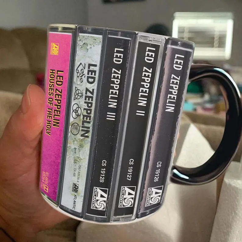 Led Zeppelin Albums Cassette Collection Retro Accent Mug