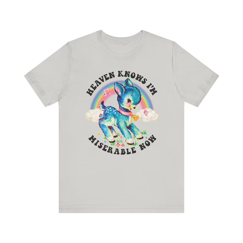 Cute Retro Heaven Knows I'm Miserable Now T-shirt - Vintage The Smiths Kitschy Deer Shirt