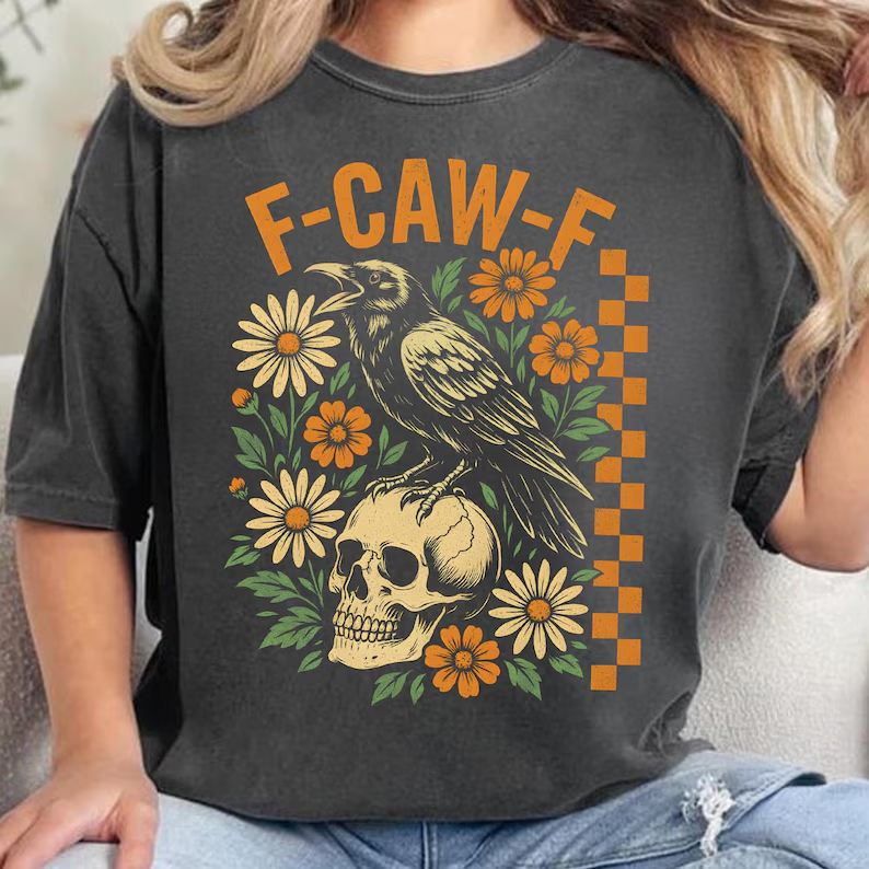 Crow Raven, F-CAW-F Funny Halloween T-Shirt