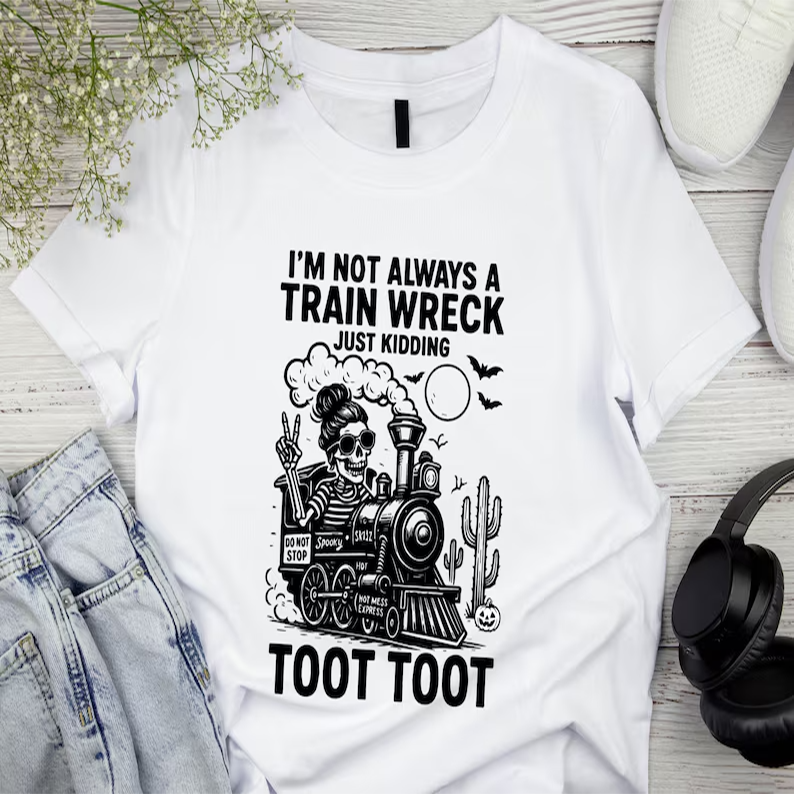 Halloween Humor I’m Not Always A Train Wreck Just Kidding Toot Funny T-Shirt