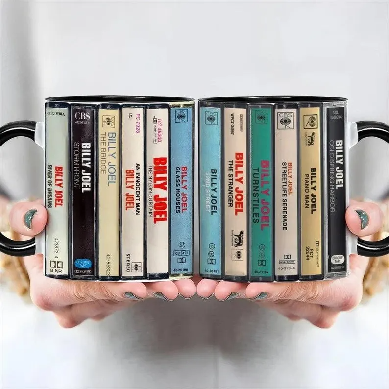 Billy Joel Albums Cassette Retro Collection Mug, Coffee Mug, Gift Mug