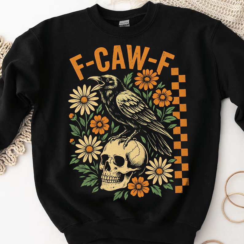 Crow Raven, F-CAW-F Funny Halloween T-Shirt
