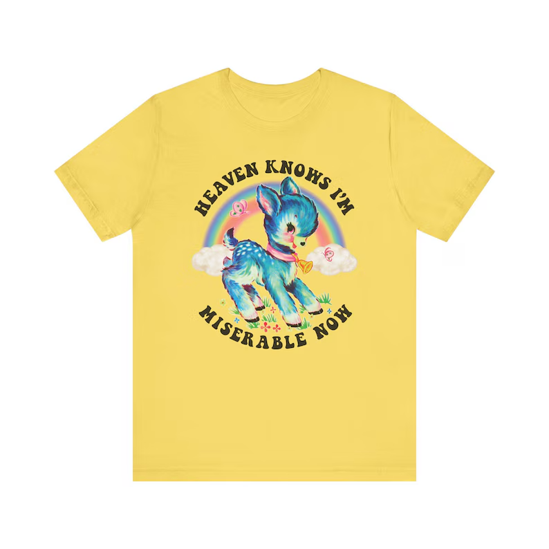 Cute Retro Heaven Knows I'm Miserable Now T-shirt - Vintage The Smiths Kitschy Deer Shirt