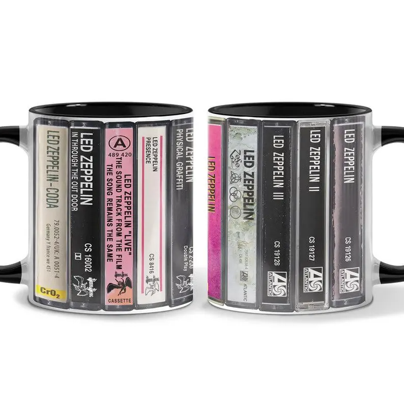 Led Zeppelin Albums Cassette Collection Retro Accent Mug