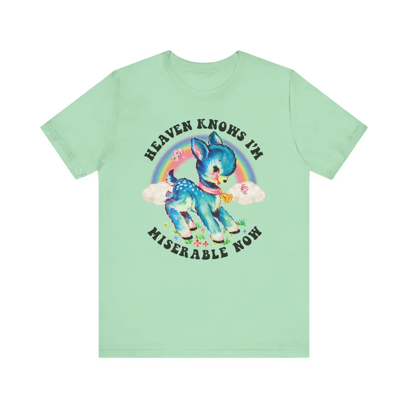 Cute Retro Heaven Knows I'm Miserable Now T-shirt - Vintage The Smiths Kitschy Deer Shirt
