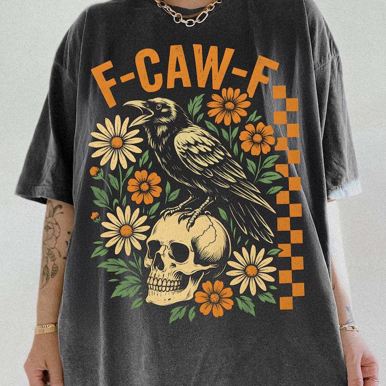 Crow Raven, F-CAW-F Funny Halloween T-Shirt