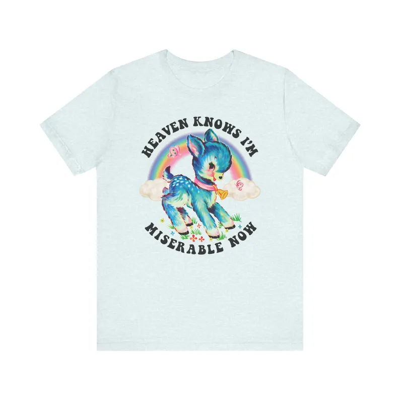 Cute Retro Heaven Knows I'm Miserable Now T-shirt - Vintage The Smiths Kitschy Deer Shirt