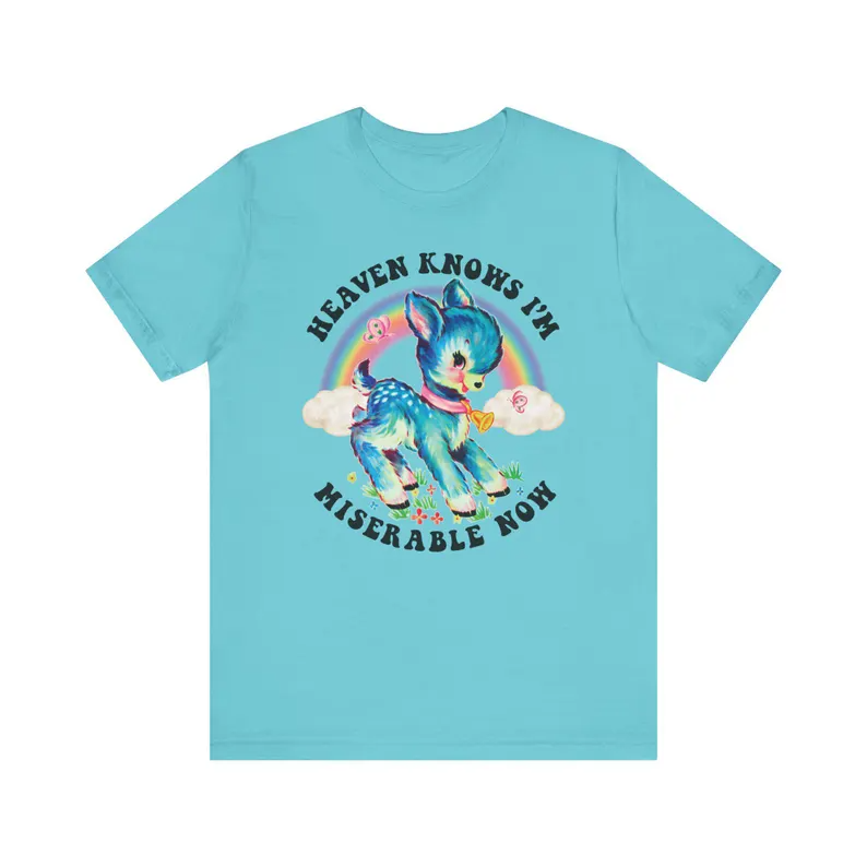 Cute Retro Heaven Knows I'm Miserable Now T-shirt - Vintage The Smiths Kitschy Deer Shirt